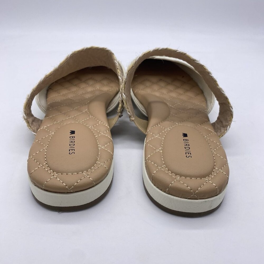 Birdies The Swan Pearl Cuff Size 10.5 White Leather Pointed Toe Mules Flats - Picture 6 of 13